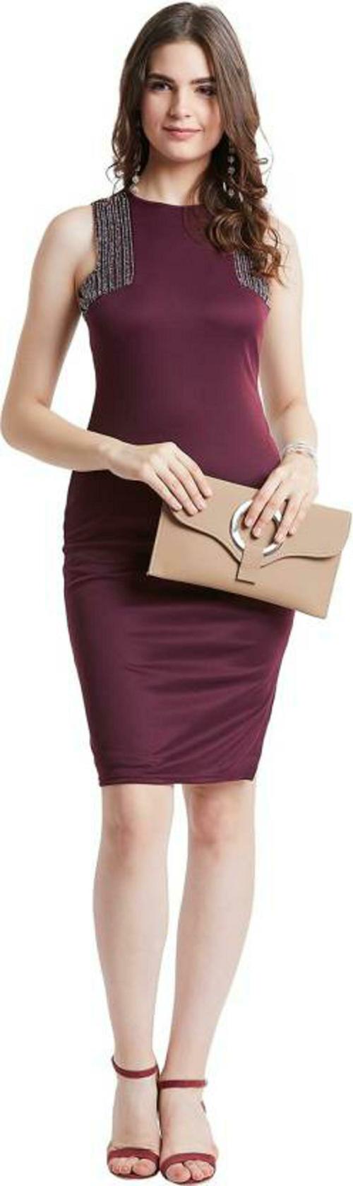 LY2 Women Bodycon Maroon Dress