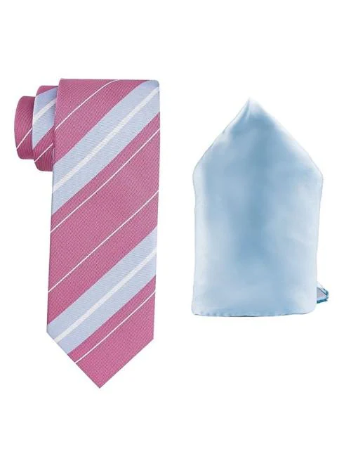 The Tie Hub Pink Silk , Microfiberand Necktie and Cufflink
