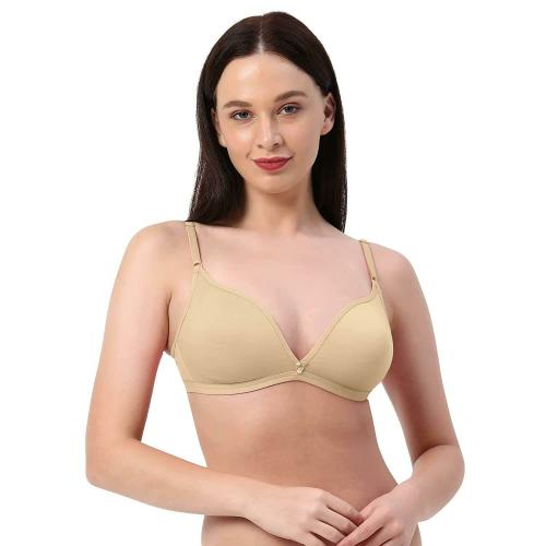 Planet Inner Women Beige Polycotton Plunge Bra (40B size)