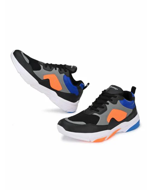 JOKATOO Black Orange Sports Shoes for Men