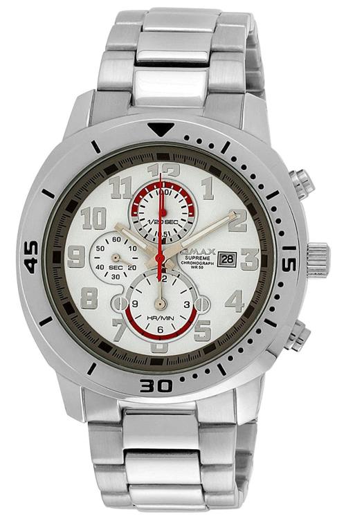 OMAX Chronograph Silver Watch white Dial With Silver Strap for Men - CS120