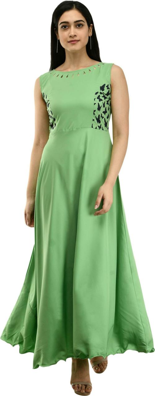 IQRA FASHION Women Light Green Solid A-line Dress
