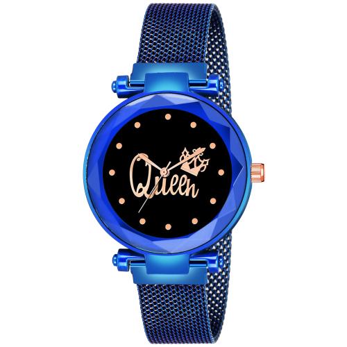 Talgo Analogue Blue Dial and Blue Magnet Strap Wrist Watch for Women's and Girls-QUEENBLDBLM