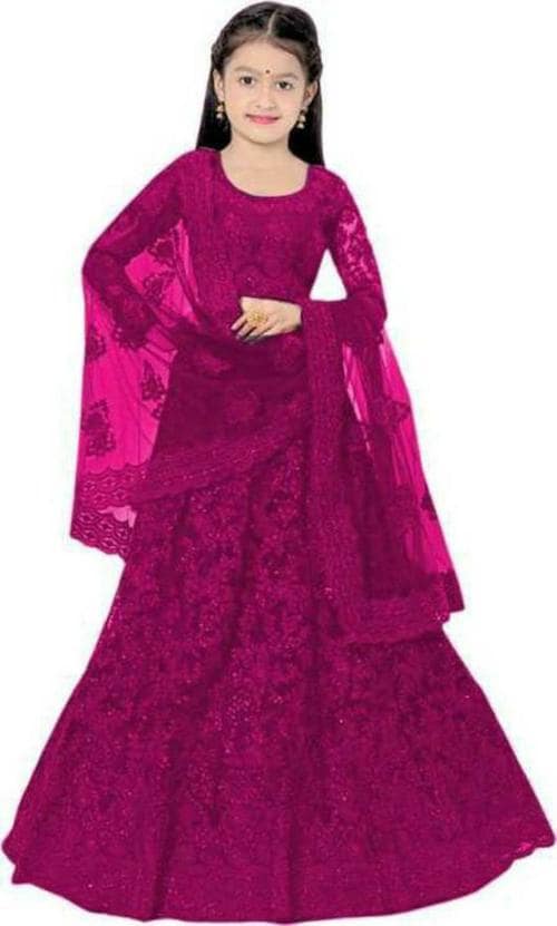 FULPARI Girls Lehenga Choli Ethnic Wear Embroidered Lehenga Choli and Dupatta Set ( Purple )