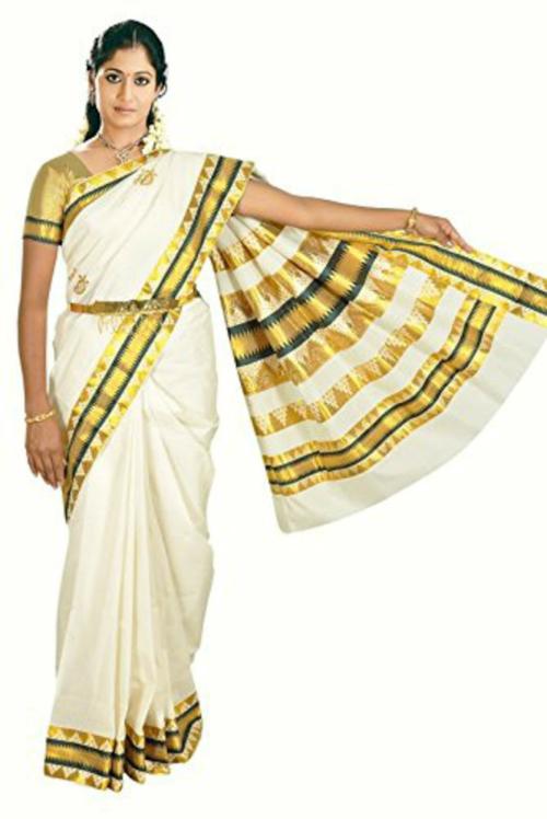 Fashionkiosks Women Cotton Kerala Kasavu Saree