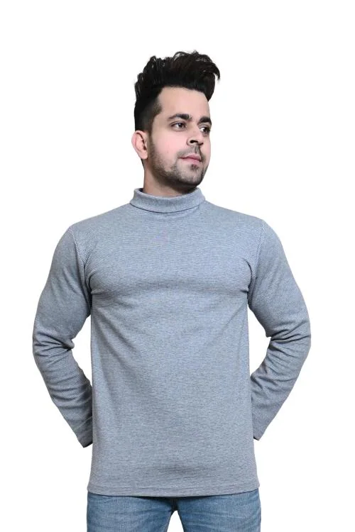 ERLI Men's High Turtle Neck Grey Sweater