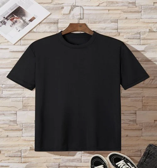 Powermerc Trendy Solid Men Black Tees
