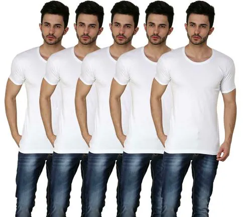 Prince Men White Cotton Pack of 5 Vest (5XL) |Super Deluxe RNS