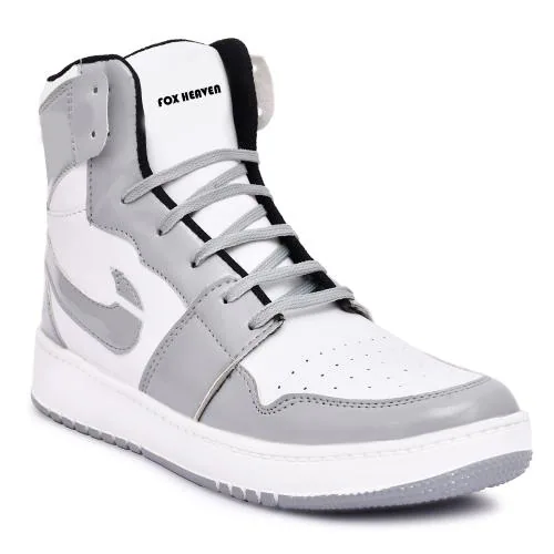Fox Heaven Stylish Latest Casual Sneakers Shoe ,Breathable, Flexible And Comfortable High Tops Sneakers For Men _ Gray _ 09UK