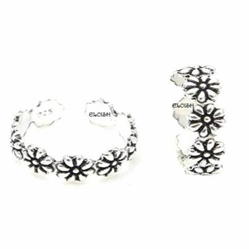 ELOISH Sterling Silver Pair of Beautiful Flower Toe Rings Pair JioMart