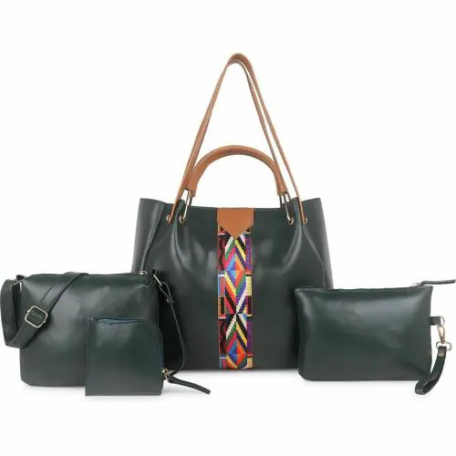 Element Cart Green PU Messenger Bag, 12 L with Sling Bag, Pouch And Wallet (Combo of 4)