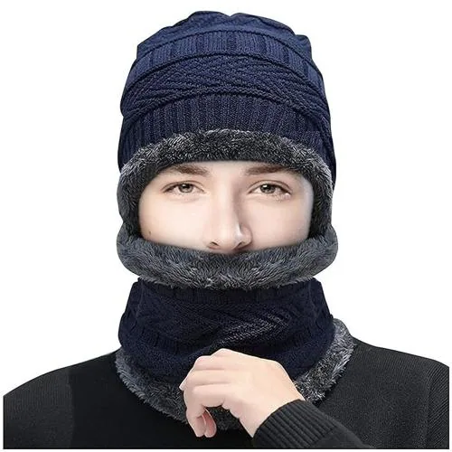 VEENSKI Men Face Mask Neck Set with Cap for Men Women Neck Warmer Head Cover Pack of 2 pcs (1p Cap 1p Neck Set Mask)