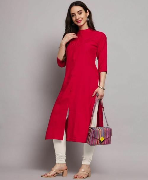 FABDYOR Crimson Rolex Fabrics Straight A-Line Kurti