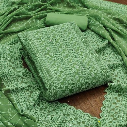 Panzora Georgette Chikankari work Salwar Suit Dress Material