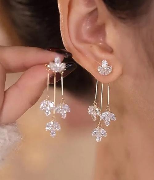 Vembley Korean Diamond Leaf Design Stud Earrings