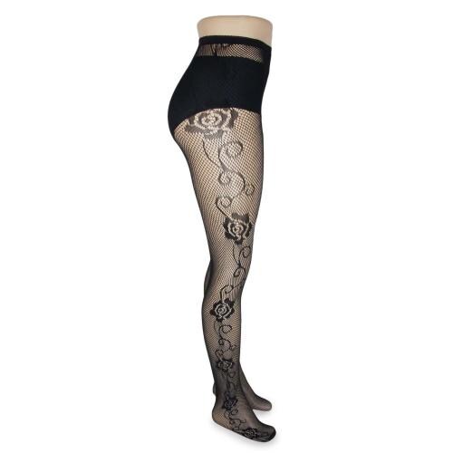 Neska Moda Women Black Floral Stockings