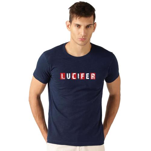 BRATMA Men Navy Lucifer Printed Cotton T-Shirt (XXL)