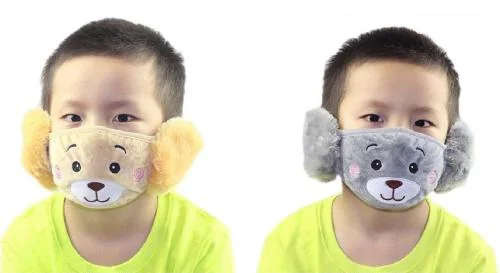 Prionsa 2 Pcs Boys Kids Warm Winter Earmuff Face Mask - ( Brown , Grey )