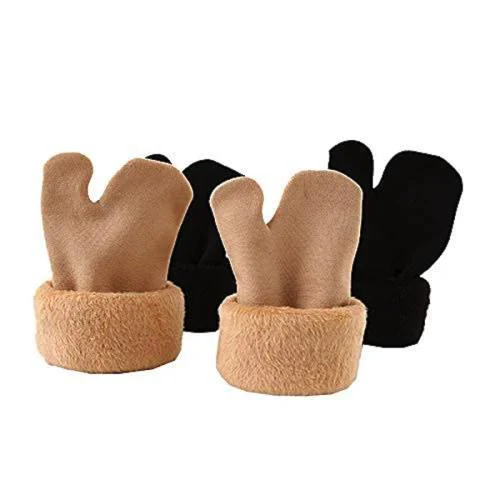Glus Men & Women Thumb Winter Fur Fleece Socks , Colour-Black,Skin, Pack of 2 Pairs