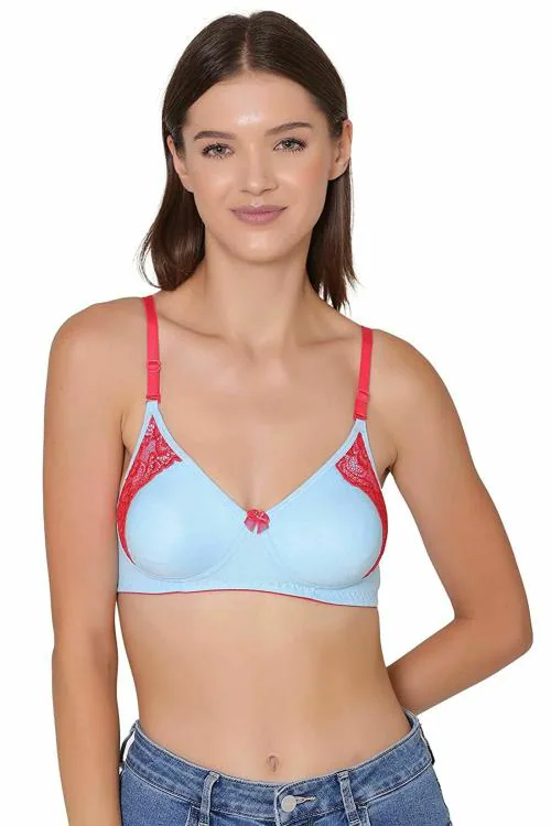 Bodyshell Light Blue Solid Cotton Non Padded Bra - 40
