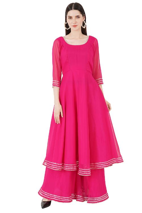 Chic on Fire Pink Anarkali suit with plazzo XXL