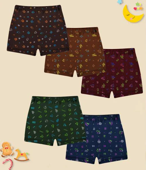 Pine Kids Multicolor Regular Cotton Drawer / Bloomer for Boys & Girls(Pack of 5)