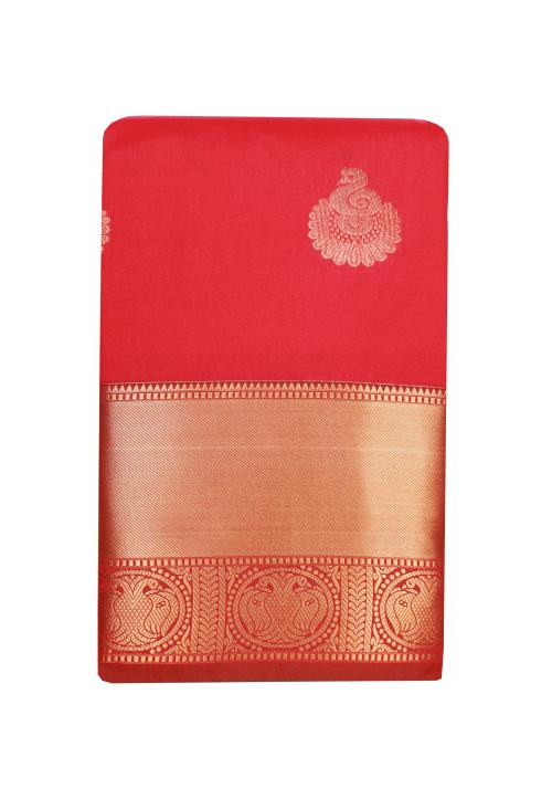 SARAVANABAVA SILKS Women's Kanchipuram Silk Saree Tradition Jari Border Body Jari Butta(SRBSKPS517-2_Red))