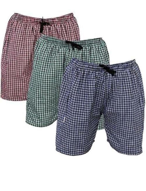 Awala Fashion Cotton Soft Comfortable & Breathable Checkered Regular Shorts/Boxer for Men (Red,Green&Blue)