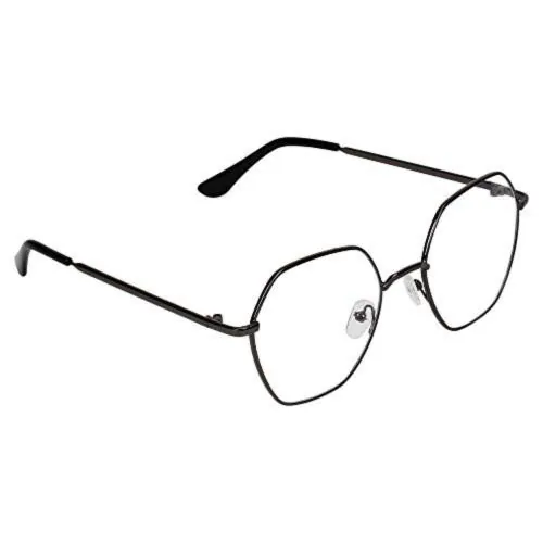 SIDEWOK Men's Metal Polygon Spectacles Frames (SUN-02, Black, Free Size)
