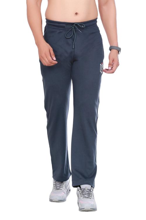 Rise Up Men's Lower Cotton Solid UP Logo Side Print Casual Regular Fit Track Pant for Men Pyjamas with Elasticated Waist, Drawstring (Color:-Medium Grey, Size:-L)