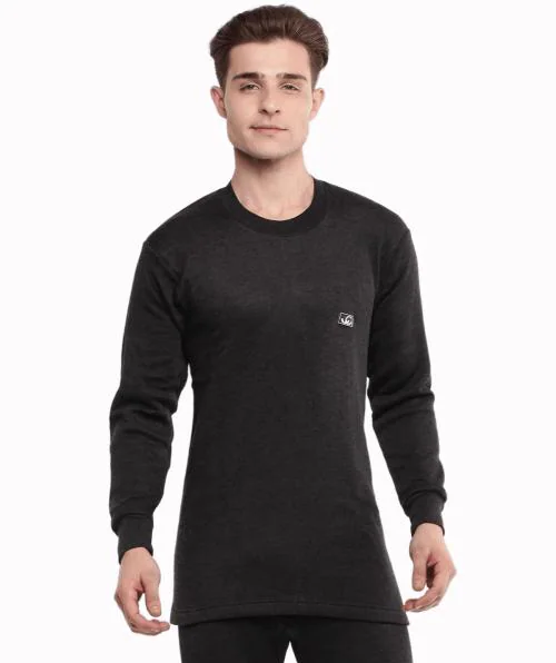 DOLLAR Men Black Solid Fleece Thermal Vests