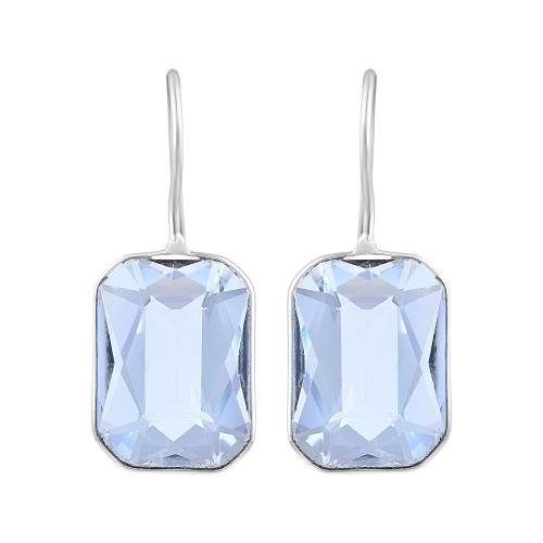 ADMIER Silverplated rectangular shape white topaz crystal stone fashion stud earrings for girls women