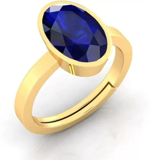 Chopra Gems & Jewellery Brass Original Blue Sapphire Stone Ring (Men and Women) - Free size (Ring_Rc74)