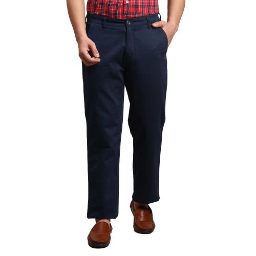 Buy ColorPlus Tailored Fit Solid Blue Trouser Online at Best Prices in ...