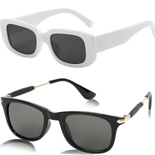 Younky Wayfarer Sunglasses for Women Retro Driving Sunlgasses Vintage Fashion Narrow Square Frame |SPP022-1326|Black|