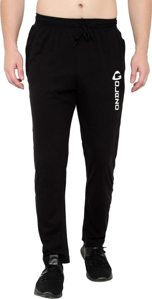 Golazo Men Black Solid Cotton Blend Track Pant