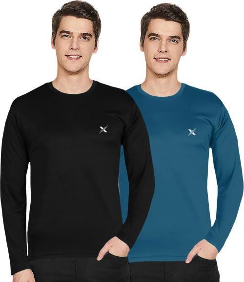 Ftx Men Multicolor Solid Polyester Pack Of 2 T-Shirt (Xl)