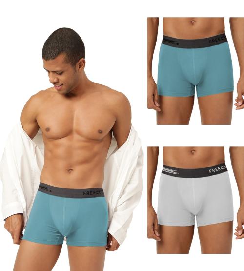 FREECULTR Men's Martini Blue, Martini Blue, Cloud White Solid Pure Modal Trunks