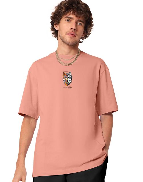 Fionaa Trendz oversized tshirt for men Peach Printed Cotton Round Neck T-shirt (XL)
