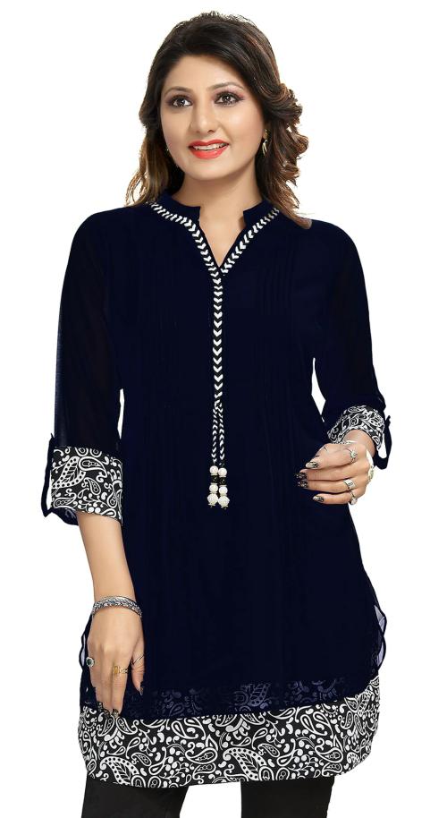 Meher Impex Women Georgette Thigh Length Layered kurta