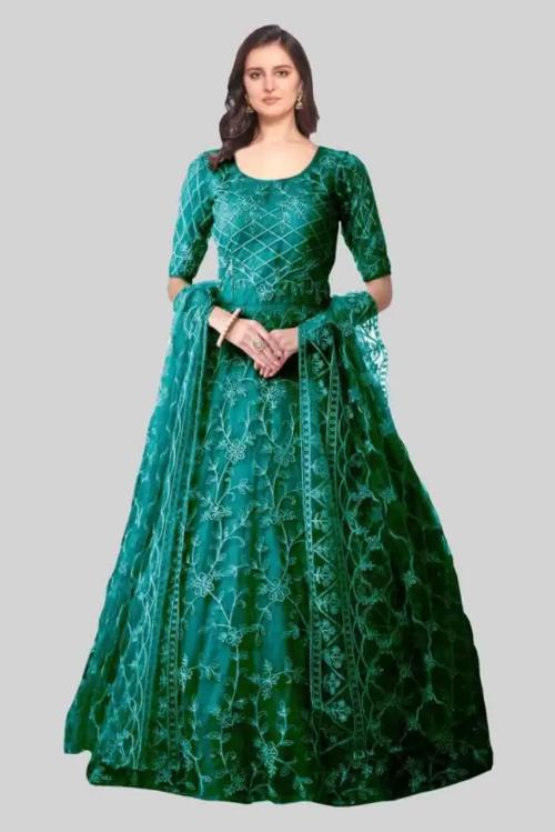 Embroidered Net Semi Stitched Anarkali Gown