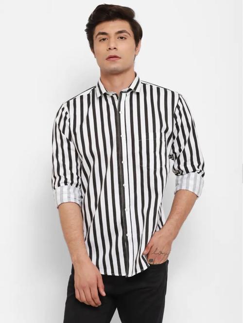 CROSSEYE Men's Striped Slim Fit Cotton Casual Shirt