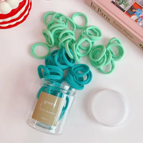 Diversa Korean Style Hair Rope Ties High Elastic Color Hairband, Candy Colored Hair Rubber Bands For Girls and Women (Green, Pack of 50 Ps) - With Box