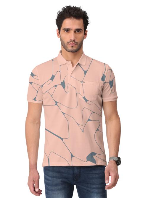 BULLMER Peach Trendy Printed Typographic / Graphic Collar / Polo Neck T shirts for Men T Shirt For Men | Men T Shirt | Men Tshirt | Tshirt for Men | T Shirts | Tshirts | Oversized Tshirt | Men Tshirt