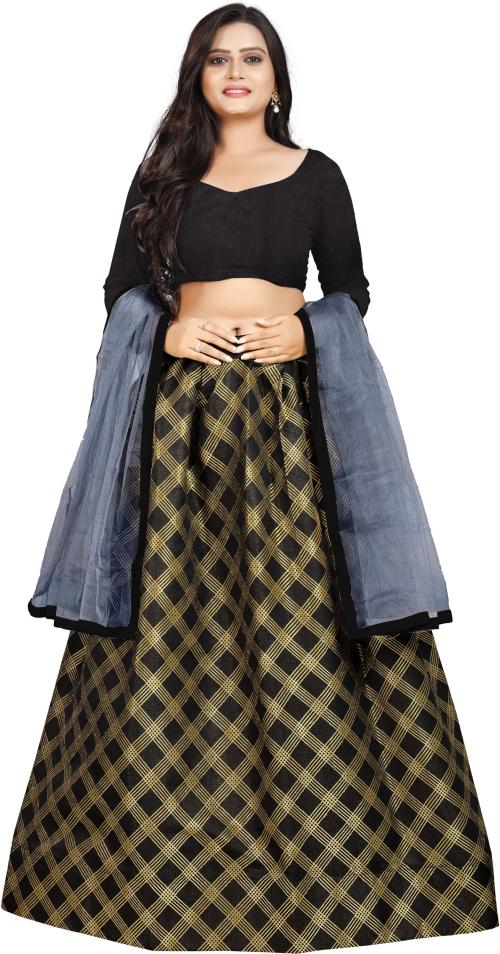 Harpita Women Multicolor Checkered Jacquard Lehenga Choli