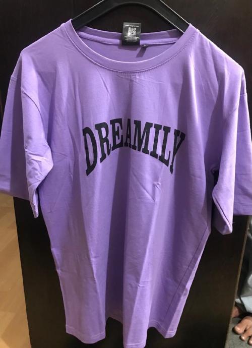 TGX Black Oversized Printed Collar T-Shirts (Color Purple ,Size L )