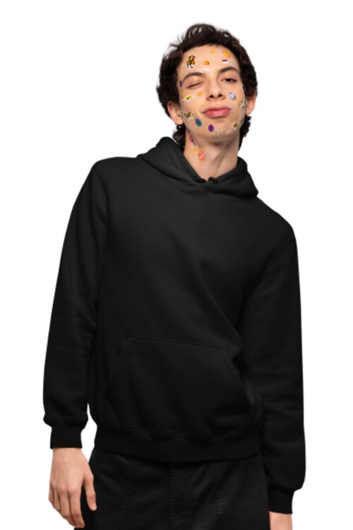 2XL - Black Solid Hoodie For Men TeesTheDay