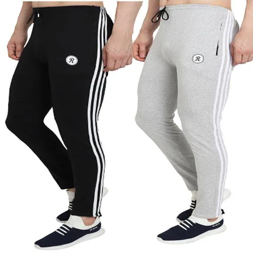 REDLUV Trackpants Lower Gym & Sports for Men's Poly Cotton Regular Fit Track Pants 3 Side Line with Two Pockets and Unique Design for Maximum Style & Comfort Everyday Use Lowers for Men Pack of 2