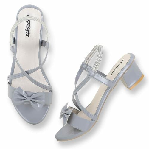 MK Style stylish women sandal block heel new design fancy heels for women and girls Women's Sequins Block Heels Fashion Sandals for Women & Girls latest Collection & stylish Comfortable (Grey)