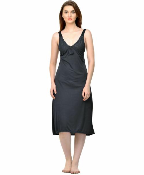 Phalin solid satin Nightwear dress (Size- Free)